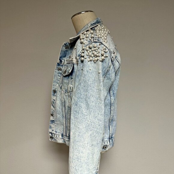 Pearls Beaded Denim Jacket - Picture 4 of 9